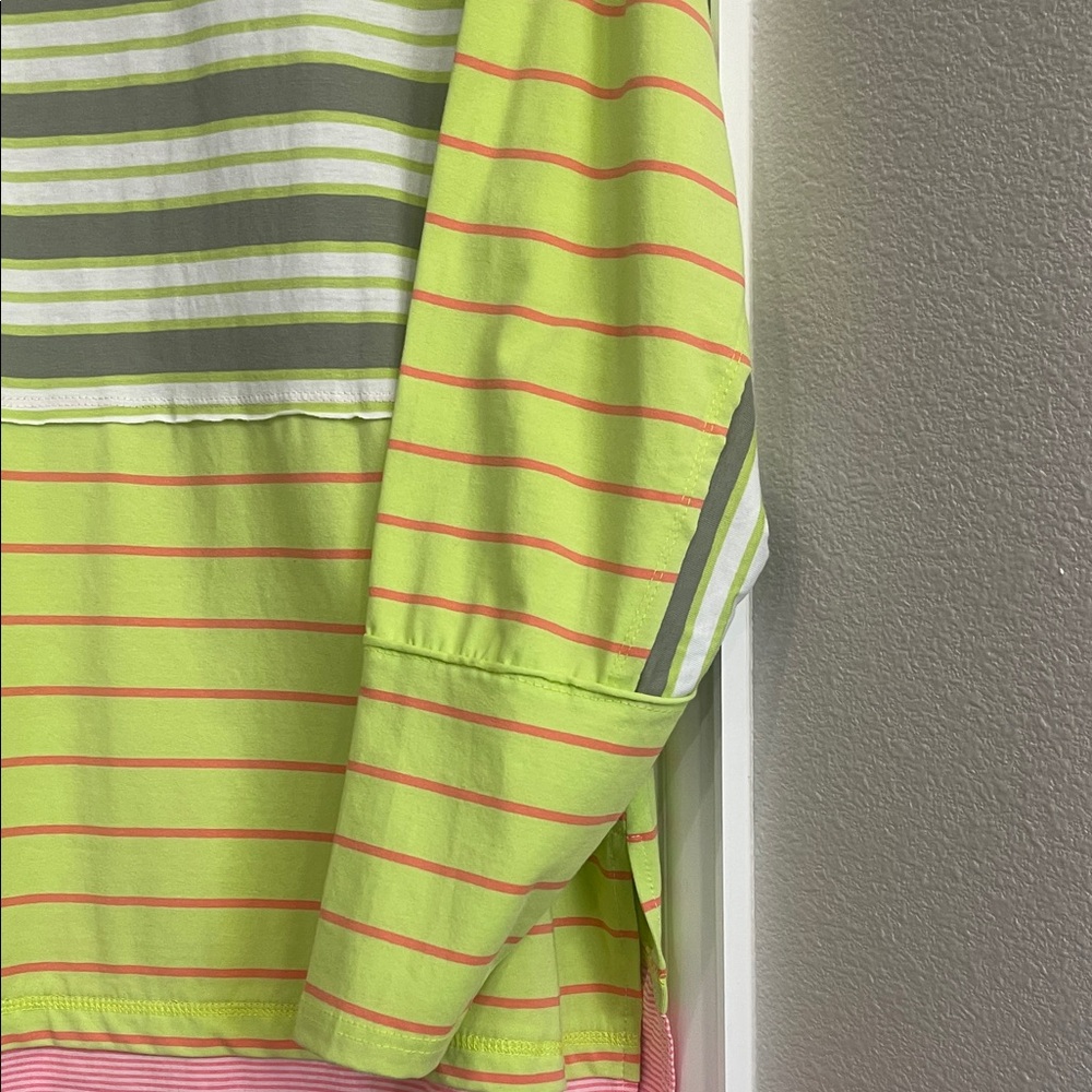 DAVI & DANI Women’s Striped Button Down Shirt in Green and Pink - Picture 9 of 9
